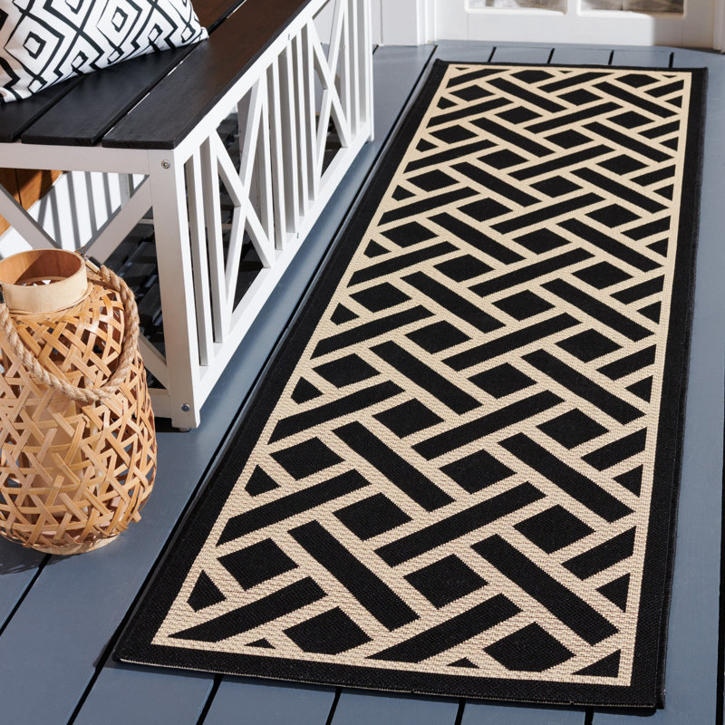 Tapis brun et brun clair pour l'intérieur et l'extérieur à motif floral Arneshia, Tapis de couloir 2 pi 3 po x 8 pi