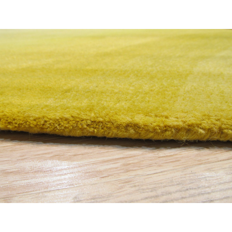 Tapis jaune en laine touffeté à la main Passarelli, Rond 8 pi