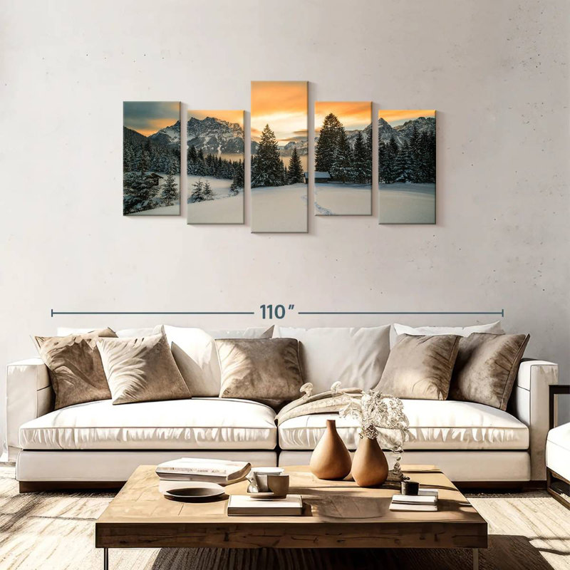 Paysage d'hiver Alvord Tyrol, H 37 po x l 74 po