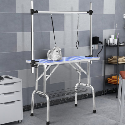 68'' H x 46'' W x 24'' D Aluminum Adjustable and Foldable Folding Grooming Table