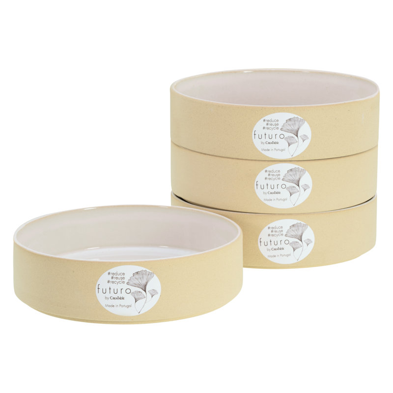 Creatable, 21661, Futuro White Sand Series, 4-Piece Crockery Set, Stoneware Pasta Bowl, White