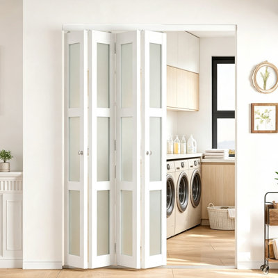3 Lite Frosted Glassed Design Mutil Fold Interior Bifold Doors With Hardware Included