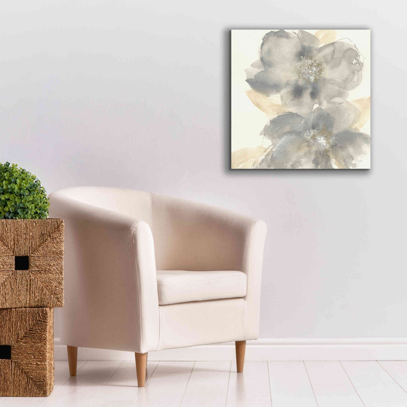 Floral Grey II by Chris Paschke - Wrapped Canvas Painting, 26" H x 26" W x 1.5" D