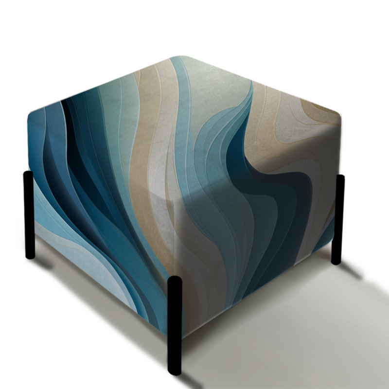 Coastal Harmony - Abstract Square Ottoman