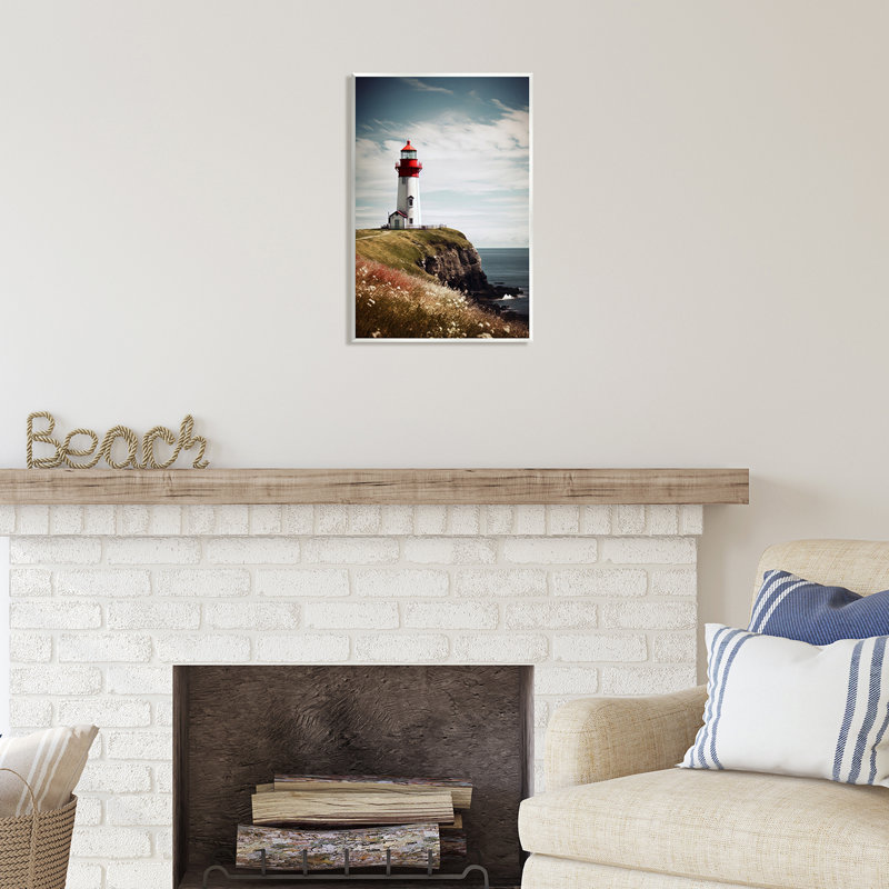 " Lighthouse On High Cliff " by Ray Powers, 19" H x 13" W x 0.5" D