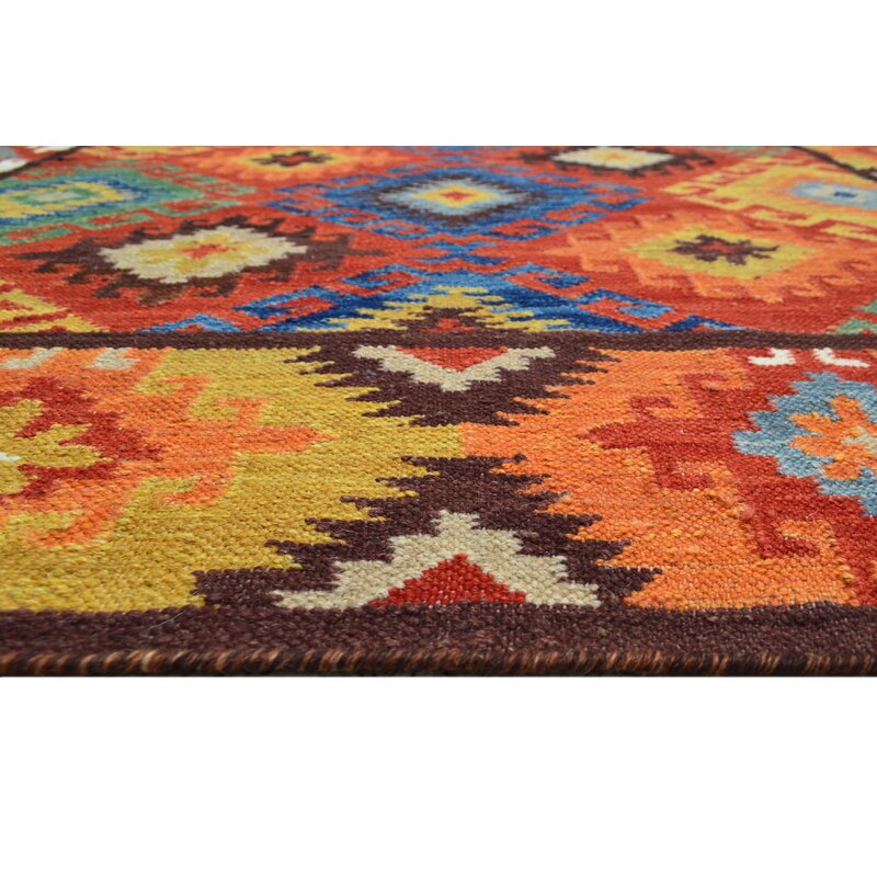 Bakero Handmade Kilim Wool Red/Yellow/Blue Rug & Reviews | Wayfair.co.uk