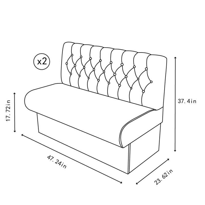 Banc rembourré en velours, Vert