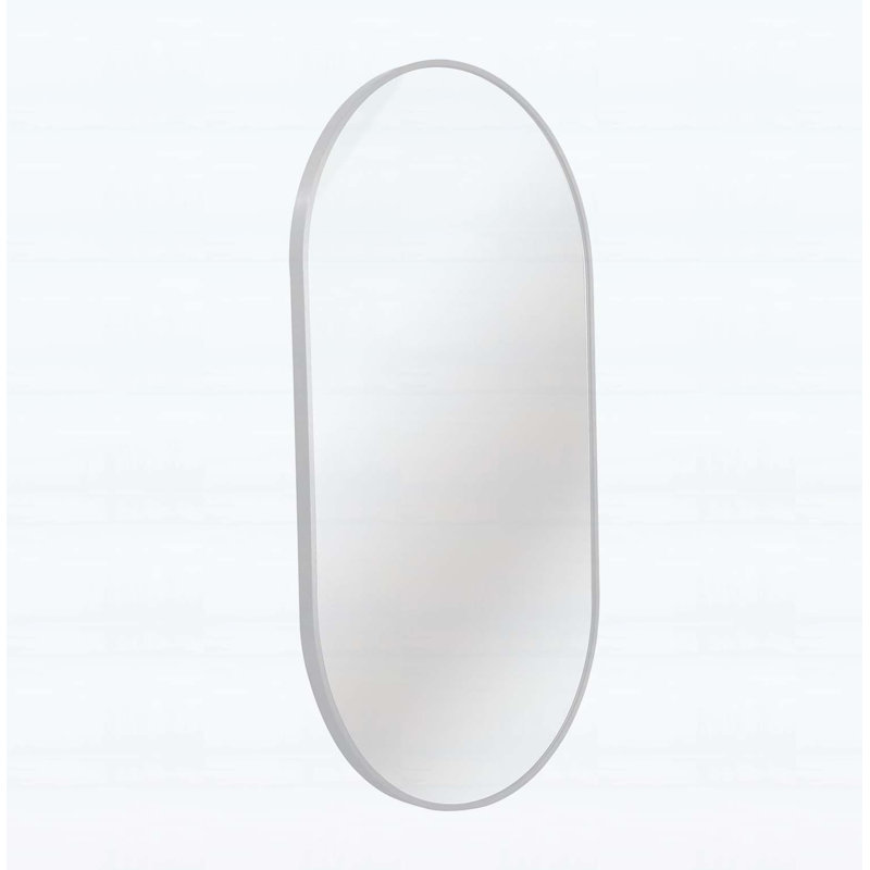 Élégant miroir ovale en métal, Argent argent, 33 po x 20 po