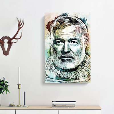 Ernest Hemingway In Abstract - Wrapped Canvas
