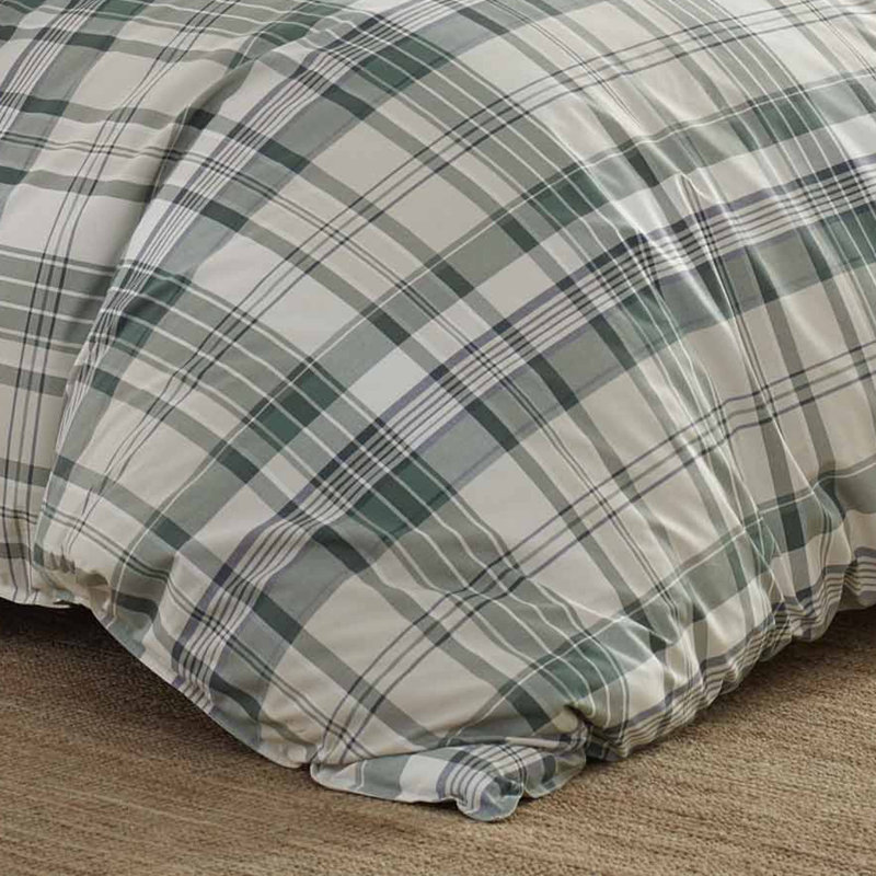 King White and Green Cotton Reversible Comforter Set