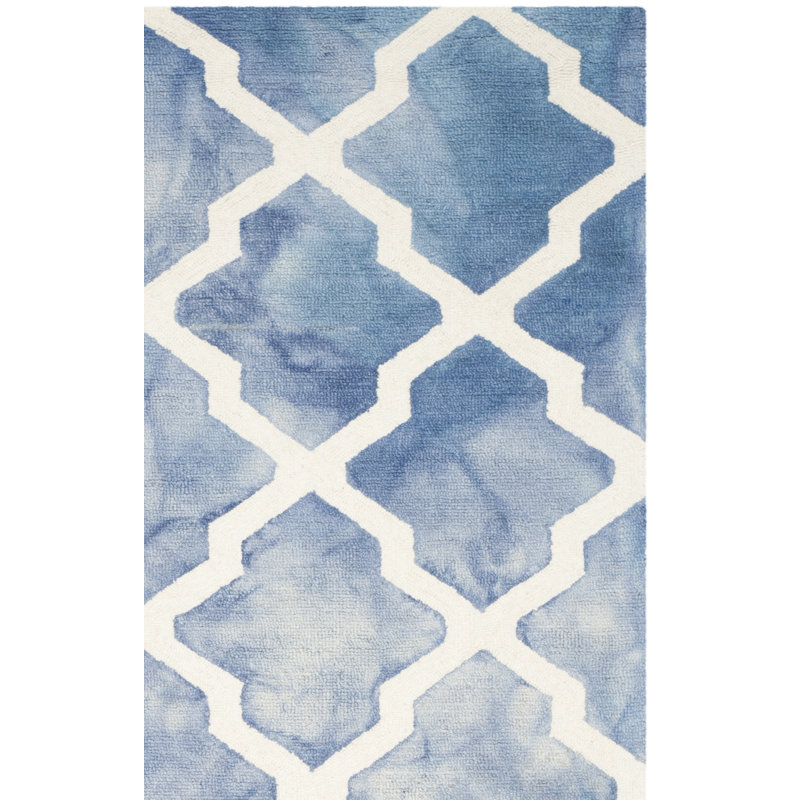 Dip Dye Hand Tufted Wool Geometric Rug, Square 7'