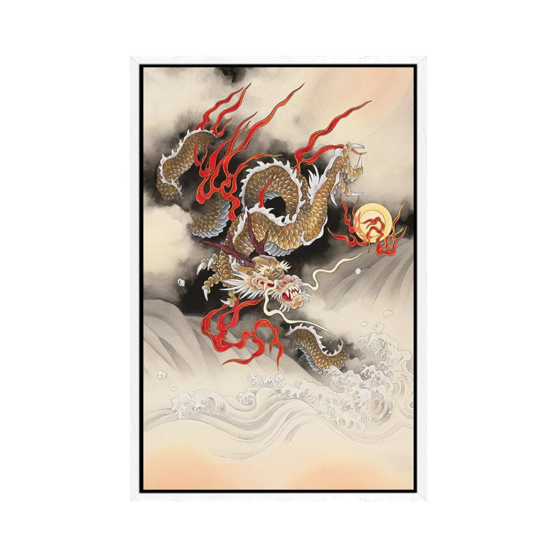 Dragon Quest - Painting on Canvas, 66.04 cm H x 45.72 cm W, White Framed
