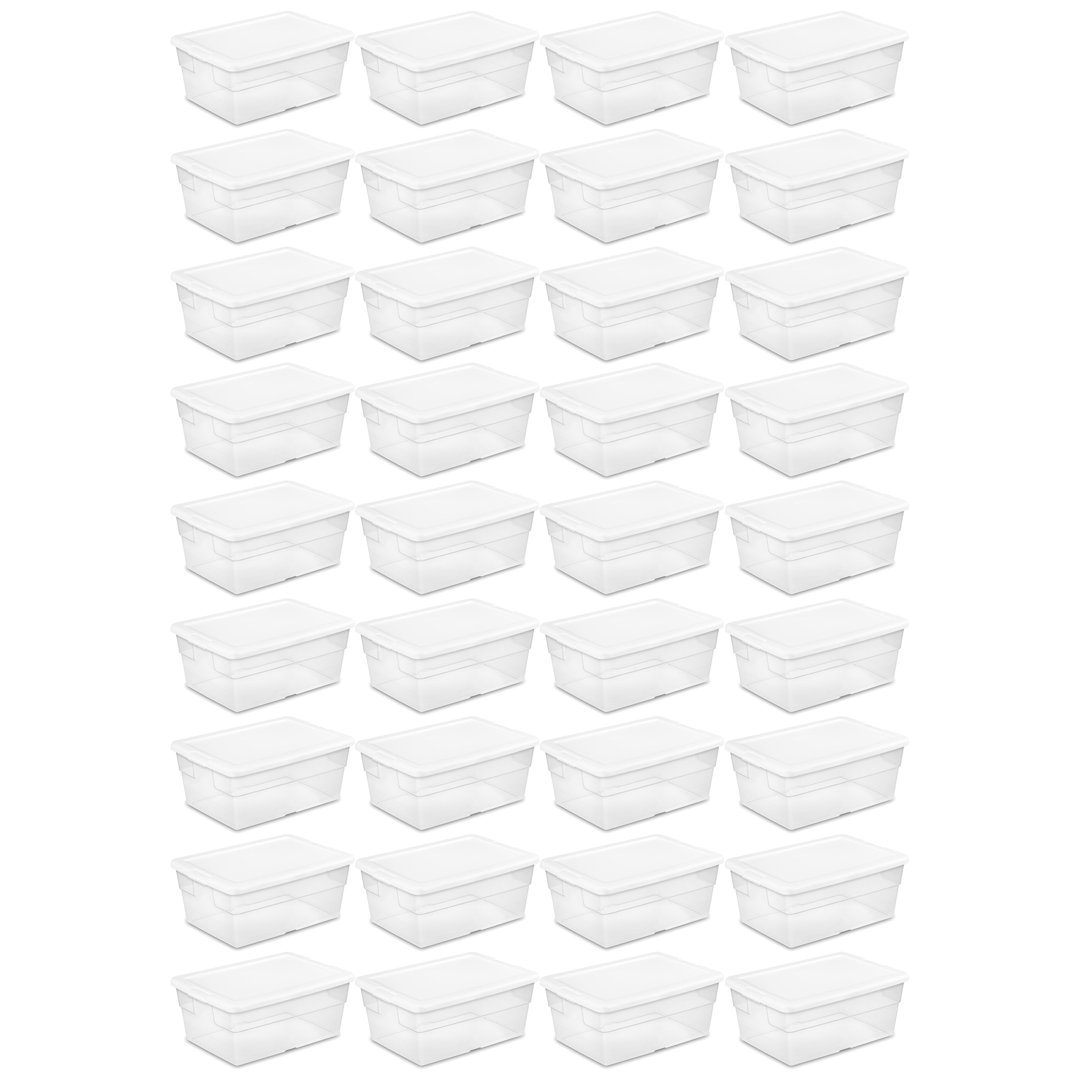 Sterilite 16 Quart Clear Plastic Stacking Storage Container Box w/ Lid (Set of 36) Sterilite