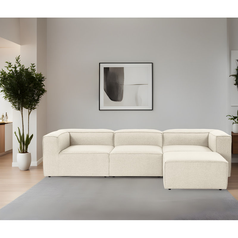 Canapé d’angle, H 26 po x l 116,9 po x P 74,8 po, Lin crème