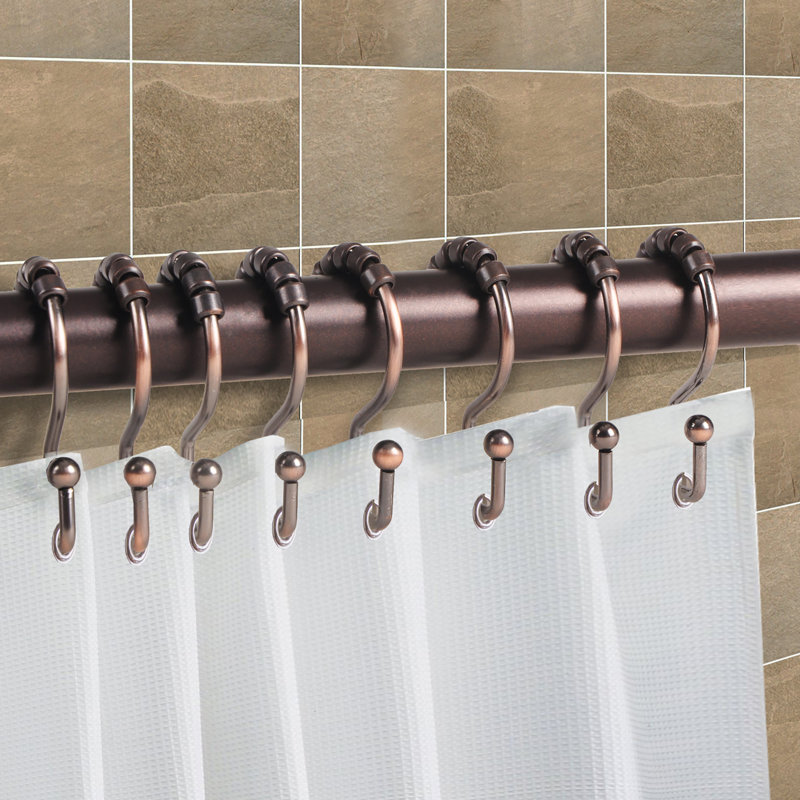 Crochets de rideau de douche à double marche en métal résistants à la rouille Utopia Alley, crochets de douche en métal Easy Glide pour salle de bain, ustensiles de cuisine, rideaux, vêtements, serviettes, etc. - ensemble de 12, bronze huilé