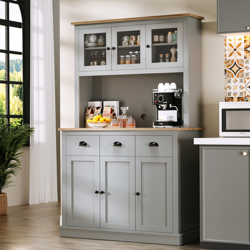 Armoire de rangement 71 po avec huche de cuisine, Gris