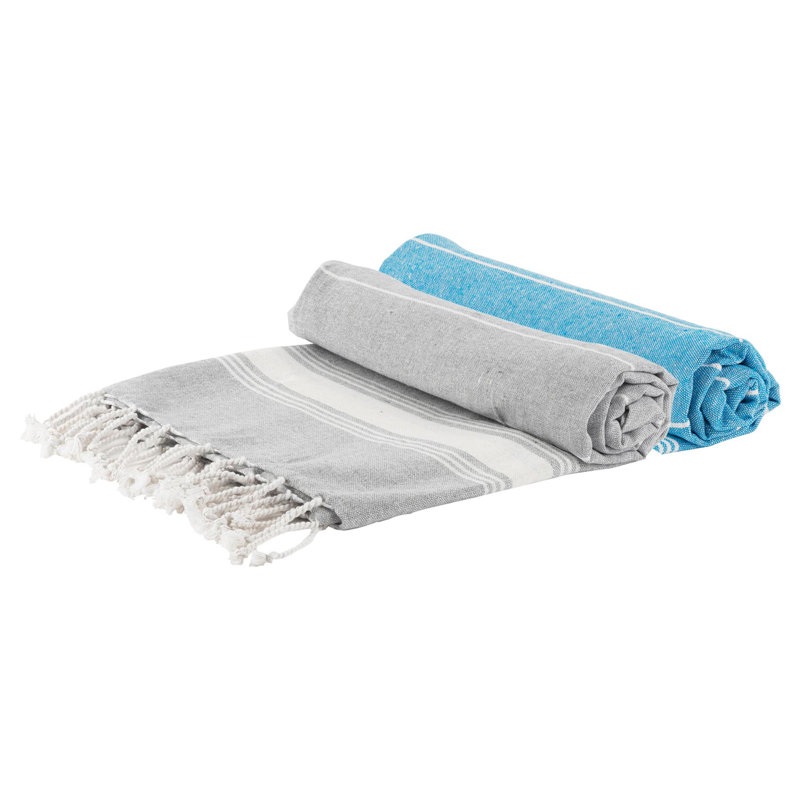Nicola Spring - Turkish Cotton Bath Towels - 170 x 90cm, Blue/Grey