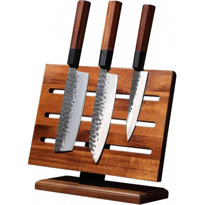 12.5-Inch Acacia Wood Countertop Magnetic Knife Holder