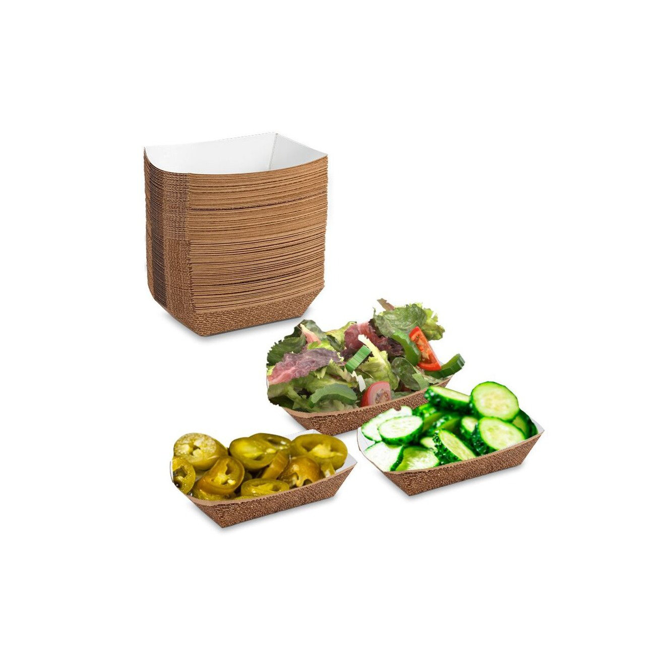 Lot De 50 Cornets En Papier Kraft Pour Frites/glaces - Plateau Alimentaire Résistant à L'huile