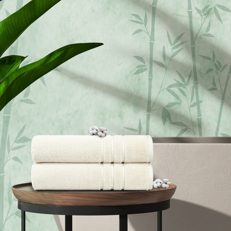 Marguerite Rayon from Bamboo Cotton Blend Bath Towels (Set of 2), Lambs Wool, 2 Bath Towel