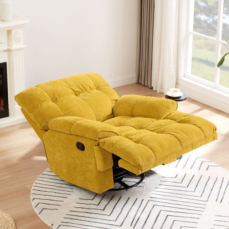Fauteuil inclinable pivotant de 38,58 po Anaahat, Polyester jaune