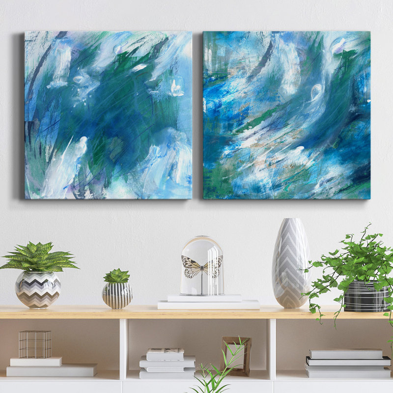 Rush Tide I - Ensemble de 2 reproductions sur toiles tendues, H 16 po x l 32 po x P 1 po