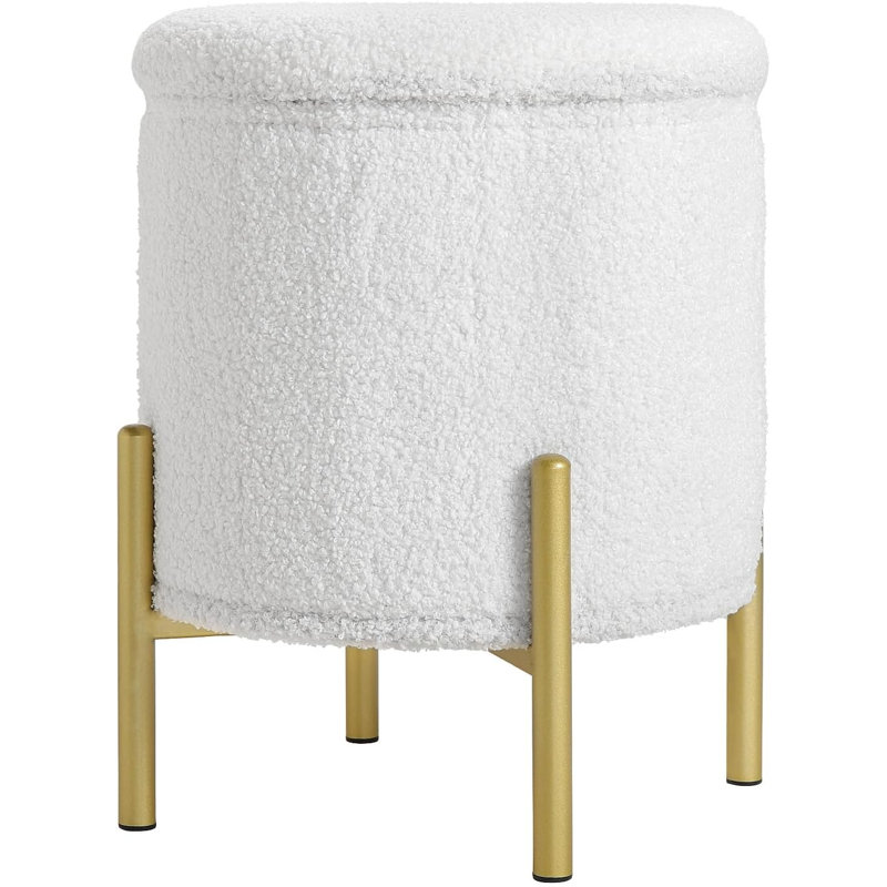 Belmoor 35 cm W Round Ottoman with Storage, White