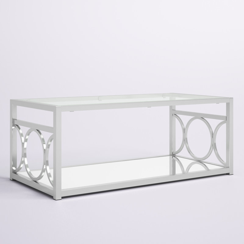 Jacia Glass Top Single Coffee Table, Silver