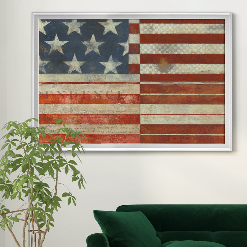 Drapeau de l'indépendance - reproduction de cadre photo, H 22,5 po x l 30,5 po x P 1,5 po, Argent