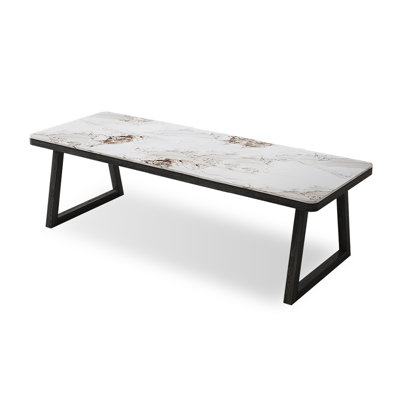 Black Rectangular Sintered Stone+Solid Wood Dining Table