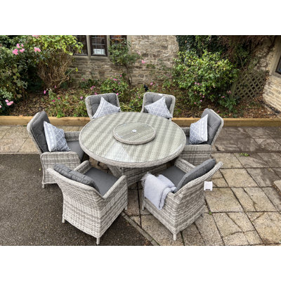 Eakly 2 - Person Premium All-Weather Wicker Patio Dining Set with Round Table , Cushions Included