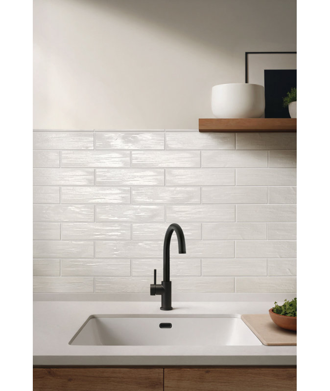 Forma 3-in. x 12-in. Textured Subway Glossy Porcelain Wall Tile, Haze