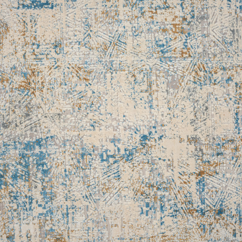 Tapis bleu / gris Govany, Tapis de couloir 2 pi x 6 pi