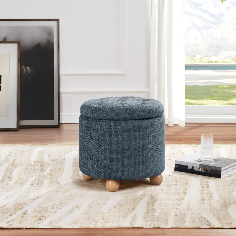 Naomi Storage Ottoman, Blue