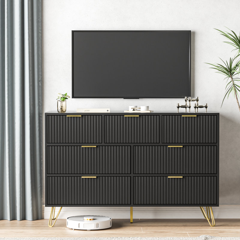 Commode 7 tiroirs Vilinda, Noir