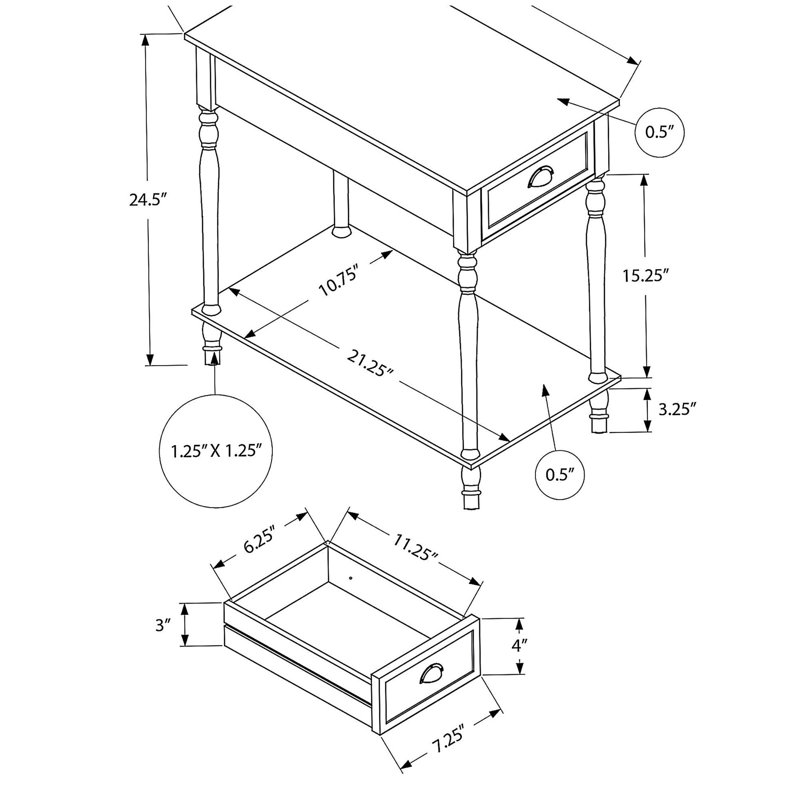 Table d'appoint, table de bout, table de chevet et 2 tiroirs à 2 niveaux, Vert