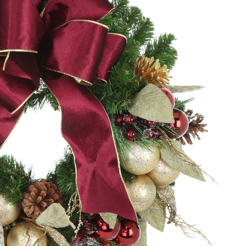 Burgundy And Gold Holiday Wreath