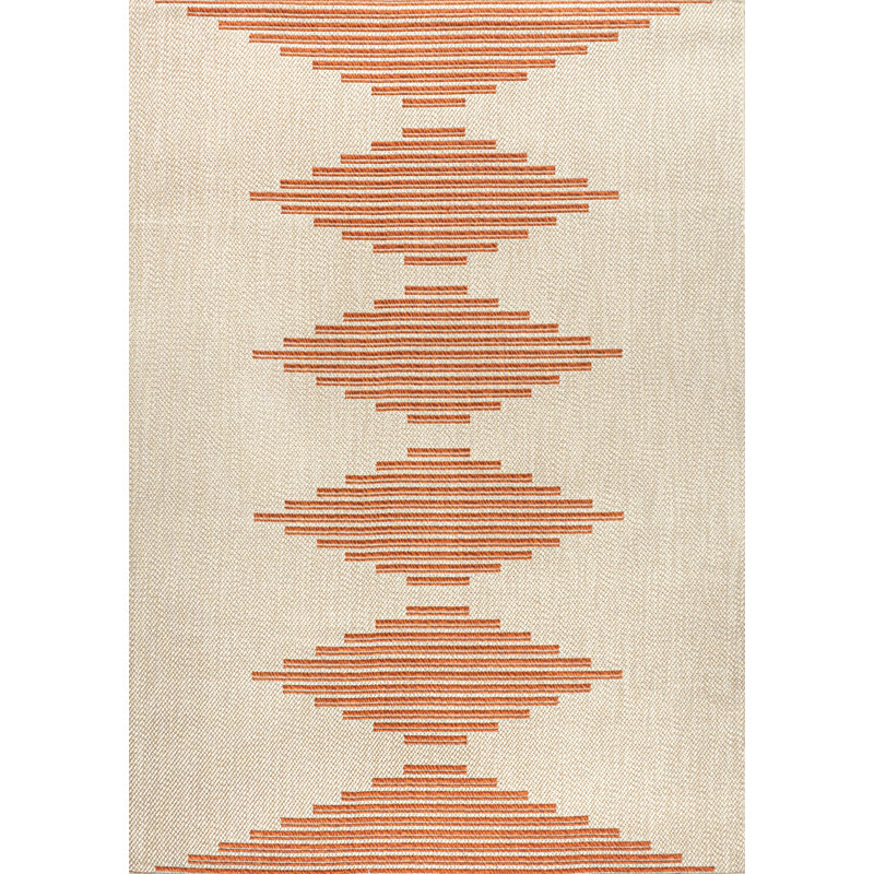 Dantrel Diamond Stripe Beige/Orange Indoor/Outdoor Rug, Rectangle 3' x 5'