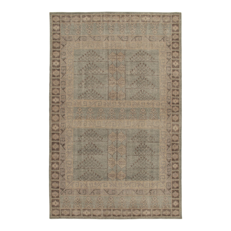 Distressed Homage Hand Knotted Wool Geometric Area Rug, Rectangle 14' x 20'