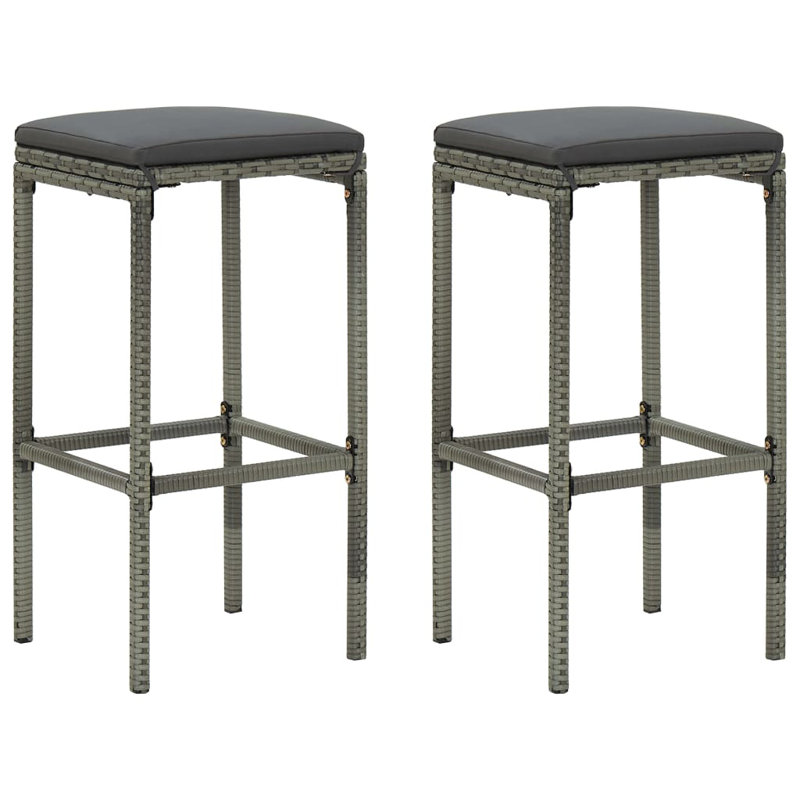 Ensemble de 2 tabourets de bar avec repose-pieds standard en acier gris de style industriel durable
