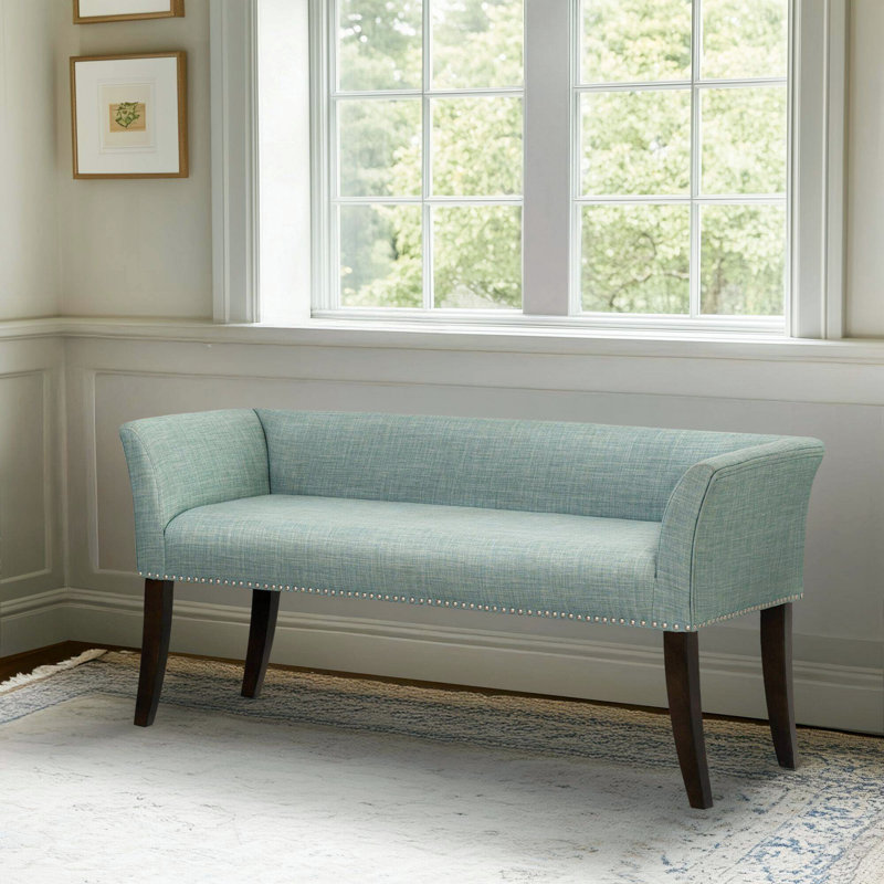 Banc rembourré bleu sarcelle