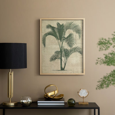 Impression encadrée de toile de jute palmier II - bois massif