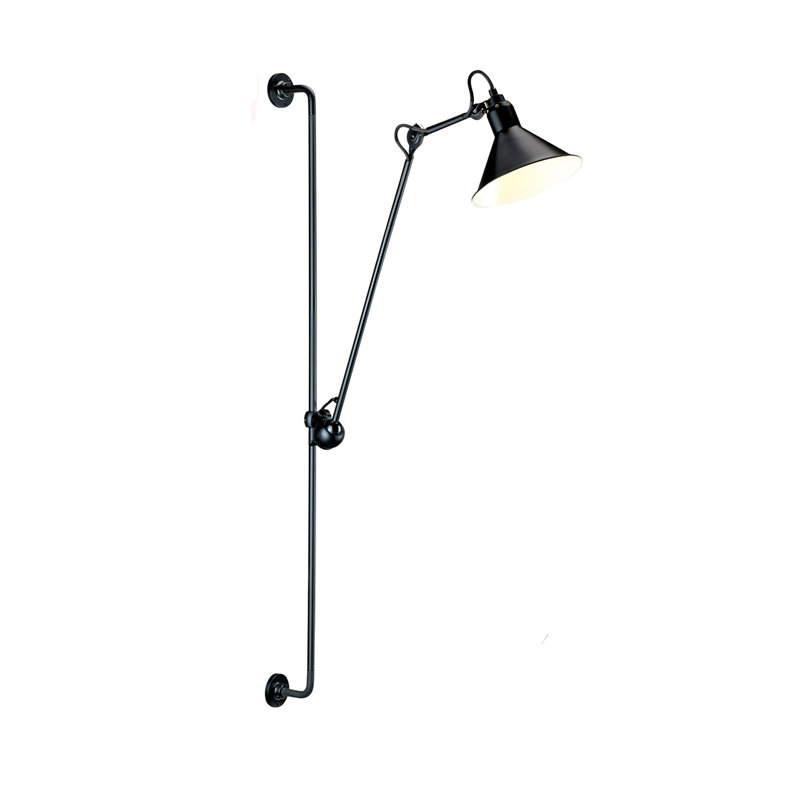 Applique murale 1 lumière en acier noir avec abat-jour en aluminium