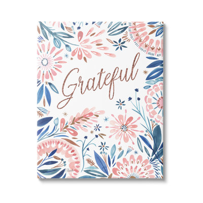 «Grateful Pink Floral Blossoms Floater», art mural sur toile par Cherish Flieder
