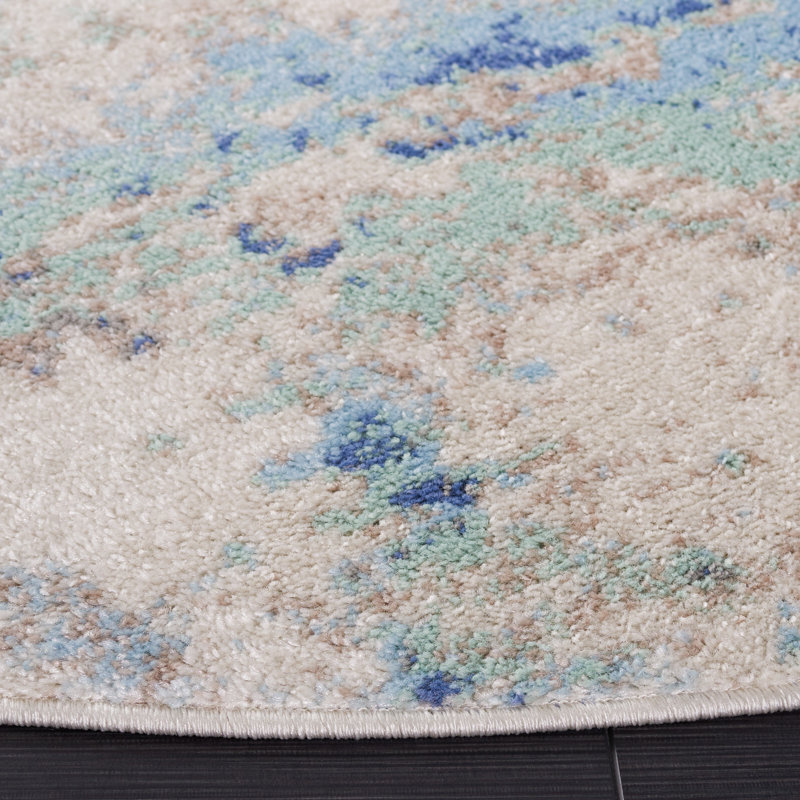 Tapis Strasser 504 en beige / gris-bleu, Carré 6 pi 7 po