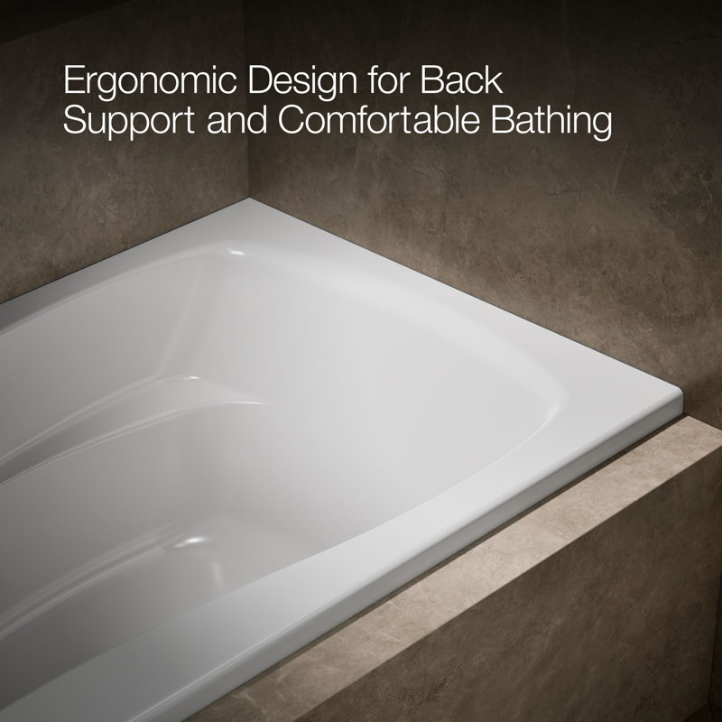 Mariposa 60" x 36" Drop in Soaking Bathtub, White, Left