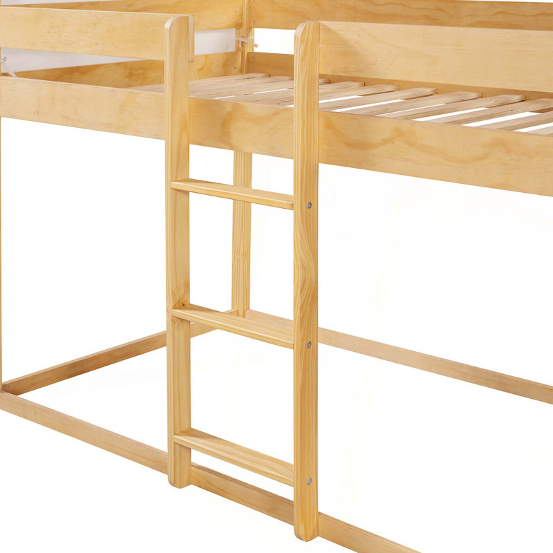 Lit superposé simple en bois avec tente, Naturel
