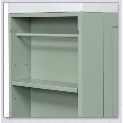 Meuble-lavabo moderne de 20 pouces avec lavabo en céramique, armoire de rangement en panneau de fibres à densité moyenne, tiroir, tablette latérale et poignée dorée pour les petites salles de bain