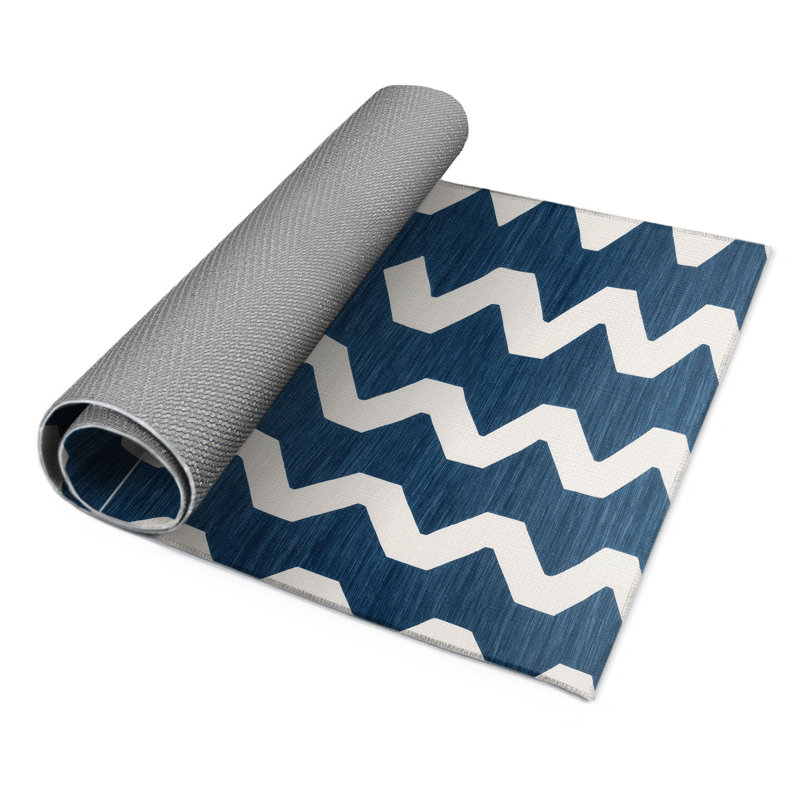 Tapis d'intérieur et d'extérieur à carreaux bleu, Rectangulaire 3 pi x 5 pi