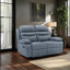 Causeuse inclinable manuelle en cuir fleur de qualité supérieure moderne de 64 po avec accoudoirs moelleux Kaniel